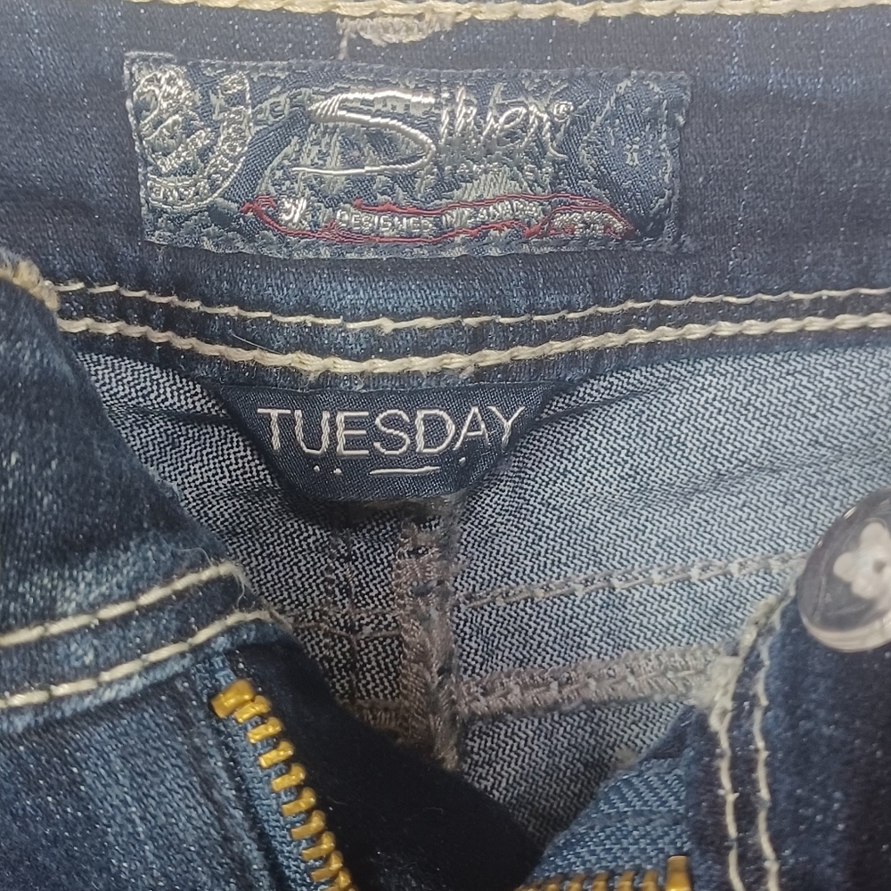 Silver Jeans Tuesday Women's Bootcut Jeans W27 L31Size 6 Dark Wash Embroidered - Picture 8 of 16